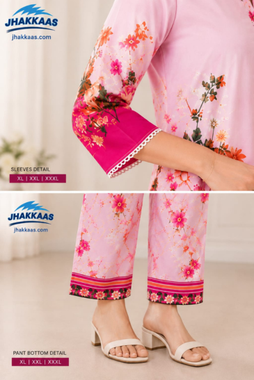 Women’s Pink Floral Printed Kurti Pant Co-Ord Set image 3