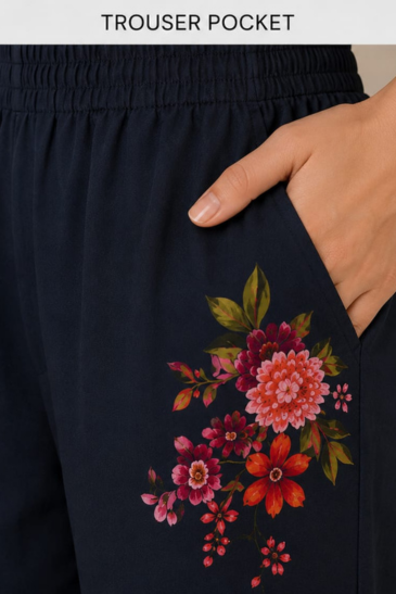 Women’s black Floral Printed Kurti Pant Co-Ord Set image 3