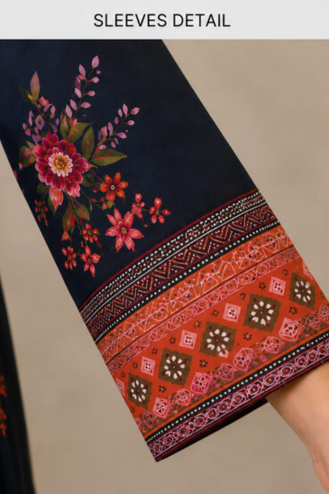 Women’s black Floral Printed Kurti Pant Co-Ord Set image 5