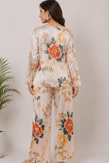 Women’s Ivory Floral Premium Satin  image 5