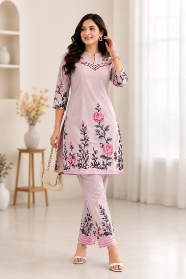 Women’s Light Pink Rose Printed Co-Ord Set image 4